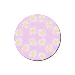 Mazipoodles Bold Daisies Pink Rubber Coaster (round) by Mazipoodles