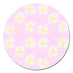 Mazipoodles Bold Daisies Pink Magnet 5  (round) by Mazipoodles