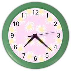 Mazipoodles Bold Daisies Pink Color Wall Clock by Mazipoodles