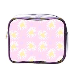 Mazipoodles Bold Daisies Pink Mini Toiletries Bag (one Side) by Mazipoodles