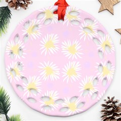 Mazipoodles Bold Daisies Pink Ornament (round Filigree) by Mazipoodles