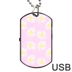 Mazipoodles Bold Daisies Pink Dog Tag Usb Flash (one Side) by Mazipoodles