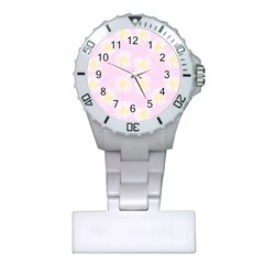 Mazipoodles Bold Daisies Pink Plastic Nurses Watch by Mazipoodles