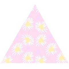 Mazipoodles Bold Daisies Pink Wooden Puzzle Triangle by Mazipoodles