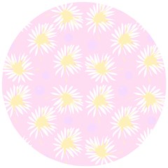 Mazipoodles Bold Daisies Pink Wooden Puzzle Round by Mazipoodles