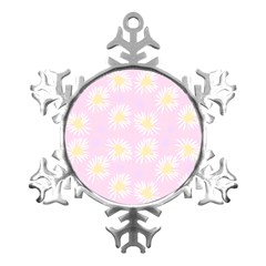 Mazipoodles Bold Daisies Pink Metal Small Snowflake Ornament by Mazipoodles