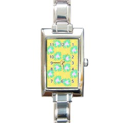 Mazipoodles Bold Daises Yellow Rectangle Italian Charm Watch by Mazipoodles