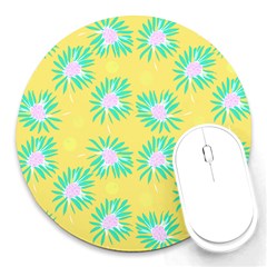 Mazipoodles Bold Daises Yellow Round Mousepad by Mazipoodles