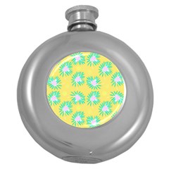 Mazipoodles Bold Daises Yellow Round Hip Flask (5 Oz) by Mazipoodles