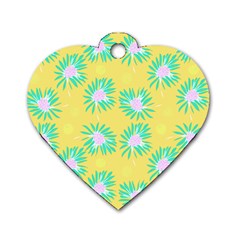 Mazipoodles Bold Daises Yellow Dog Tag Heart (two Sides) by Mazipoodles