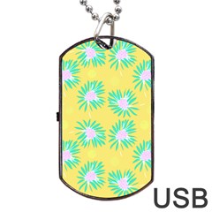 Mazipoodles Bold Daises Yellow Dog Tag Usb Flash (two Sides)