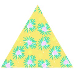 Mazipoodles Bold Daises Yellow Wooden Puzzle Triangle by Mazipoodles