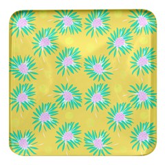 Mazipoodles Bold Daises Yellow Square Glass Fridge Magnet (4 Pack) by Mazipoodles