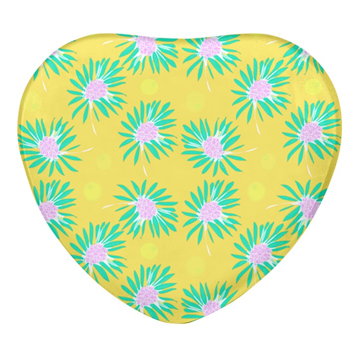 Mazipoodles Bold Daises Yellow Heart Glass Fridge Magnet (4 pack)