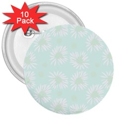 Mazipoodles Bold Daisies Spearmint 3  Buttons (10 Pack)  by Mazipoodles