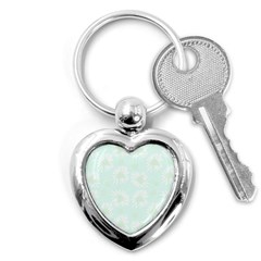 Mazipoodles Bold Daisies Spearmint Key Chain (heart) by Mazipoodles