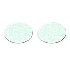 Mazipoodles Bold Daisies Spearmint Cufflinks (oval) by Mazipoodles