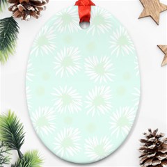 Mazipoodles Bold Daisies Spearmint Oval Ornament (two Sides) by Mazipoodles