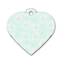 Mazipoodles Bold Daisies Spearmint Dog Tag Heart (two Sides) by Mazipoodles