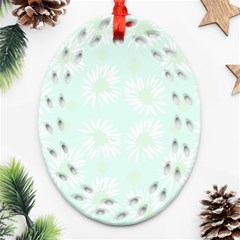 Mazipoodles Bold Daisies Spearmint Ornament (oval Filigree) by Mazipoodles