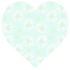 Mazipoodles Bold Daisies Spearmint Wooden Puzzle Heart by Mazipoodles