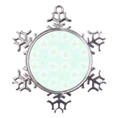 Mazipoodles Bold Daisies Spearmint Metal Large Snowflake Ornament