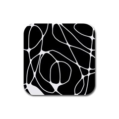 Mazipoodles Neuro Art - Black White Rubber Square Coaster (4 Pack) by Mazipoodles