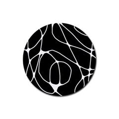 Mazipoodles Neuro Art - Black White Rubber Round Coaster (4 Pack) by Mazipoodles