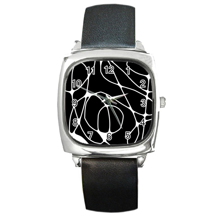 Mazipoodles Neuro Art - Black White Square Metal Watch