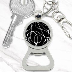 Mazipoodles Neuro Art - Black White Bottle Opener Key Chain by Mazipoodles