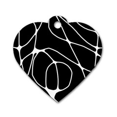 Mazipoodles Neuro Art - Black White Dog Tag Heart (two Sides) by Mazipoodles