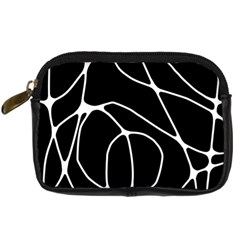 Mazipoodles Neuro Art - Black White Digital Camera Leather Case by Mazipoodles