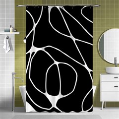 Mazipoodles Neuro Art - Black White Shower Curtain 48  X 72  (small)  by Mazipoodles