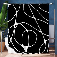 Mazipoodles Neuro Art - Black White Shower Curtain 60  X 72  (medium)  by Mazipoodles