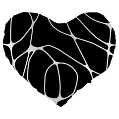 Mazipoodles Neuro Art - Black White Large 19  Premium Flano Heart Shape Cushions by Mazipoodles