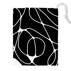 Mazipoodles Neuro Art - Black White Drawstring Pouch (5xl) by Mazipoodles