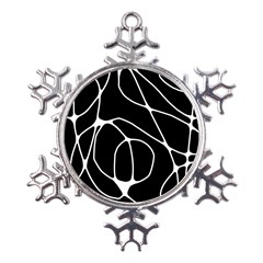 Mazipoodles Neuro Art - Black White Metal Large Snowflake Ornament by Mazipoodles