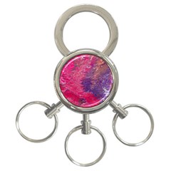 Fuchsia Flow 3-ring Key Chain by kaleidomarblingart