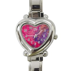 Fuchsia Flow Heart Italian Charm Watch by kaleidomarblingart