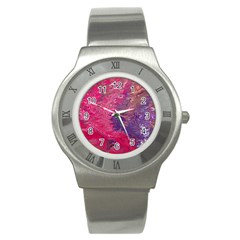 Fuchsia Flow Stainless Steel Watch by kaleidomarblingart