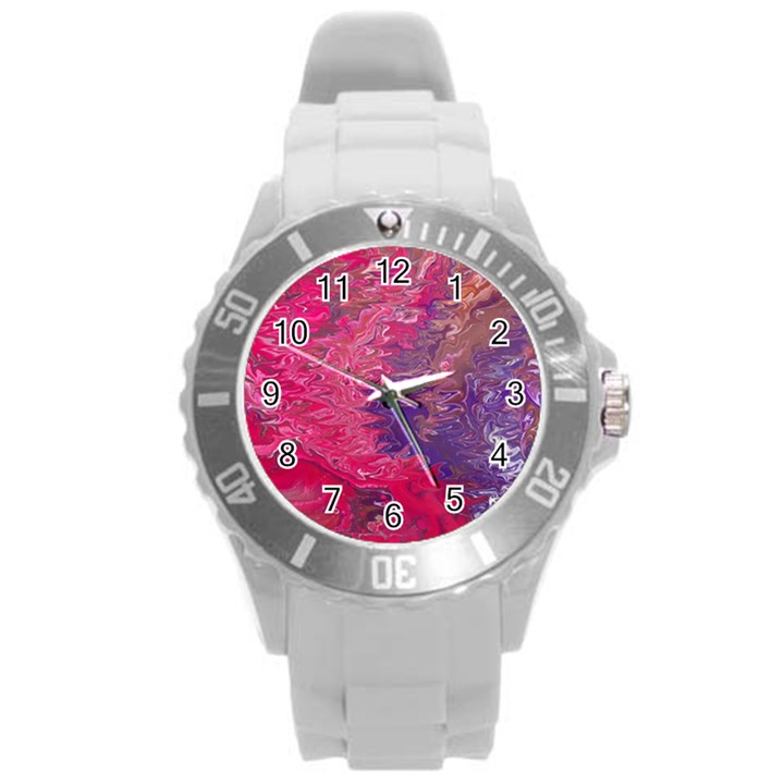 Fuchsia flow Round Plastic Sport Watch (L)