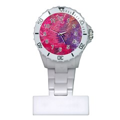 Fuchsia Flow Plastic Nurses Watch by kaleidomarblingart