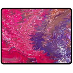 Fuchsia Flow Two Sides Fleece Blanket (medium) by kaleidomarblingart