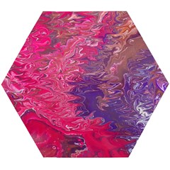 Fuchsia Flow Wooden Puzzle Hexagon by kaleidomarblingart