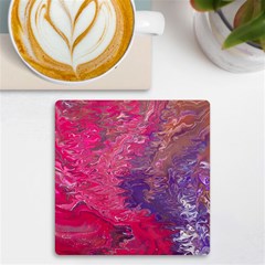 Fuchsia Flow Uv Print Square Tile Coaster  by kaleidomarblingart