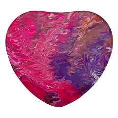 Fuchsia Flow Heart Glass Fridge Magnet (4 Pack) by kaleidomarblingart