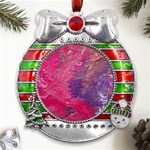 Fuchsia flow Metal X Mas Ribbon With Red Crystal Round Ornament Front