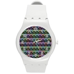 Inspirational Think Big Concept Pattern Round Plastic Sport Watch (m) by dflcprintsclothing