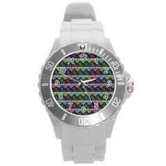 Inspirational Think Big Concept Pattern Round Plastic Sport Watch (l) by dflcprintsclothing