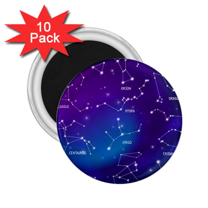 Realistic Night Sky With Constellations 2.25  Magnets (10 pack) 